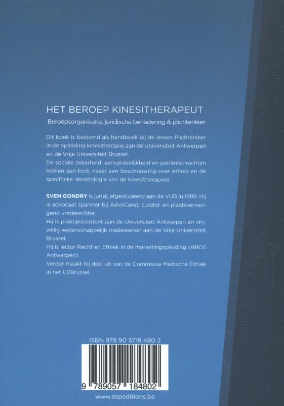 Achterkant van Het beroep kinesitherapeut