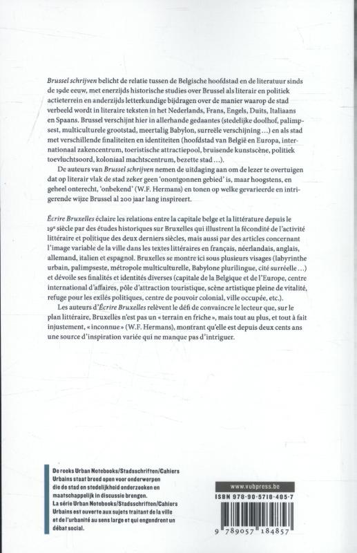 Achterkant van Écrire Bruxelles/Brussel schrijven