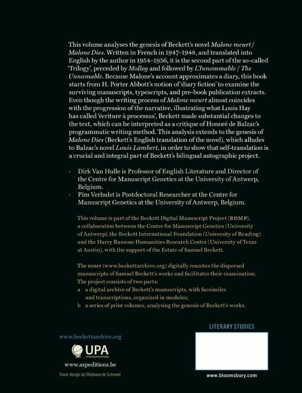 Achterkant van The making of Samuel Beckett's Malone meurt/Malone Dies