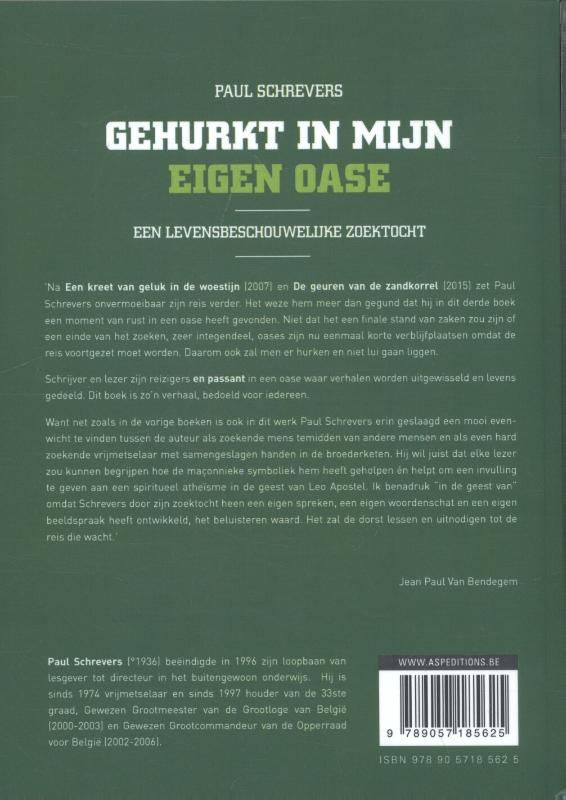 Achterkant van Gehurkt in mijn eigen oase
