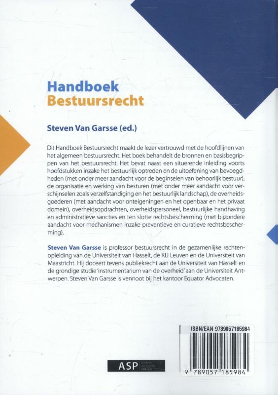 Achterkant van Handboek bestuursrecht