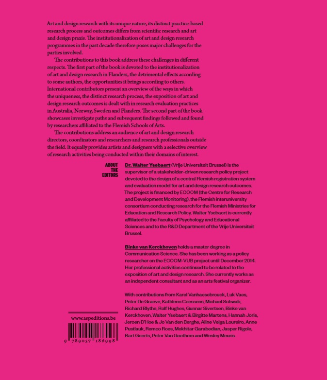 Achterkant van Evaluating Arts and Design Research: Reflections, Evaluation Practices and Research Presentations