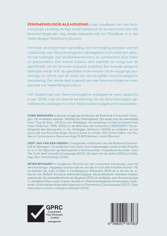 Achterkant van Fenomenologie als houding