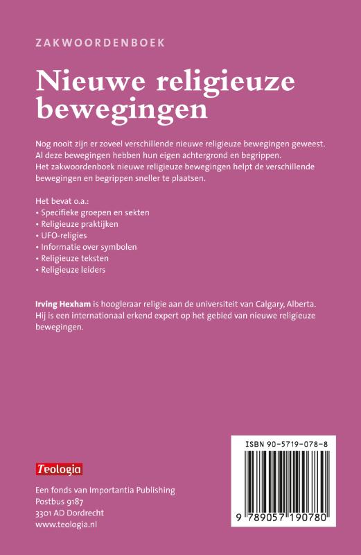 Achterkant van Zakwoordenboek Nieuwe Religieuze Bewegingen