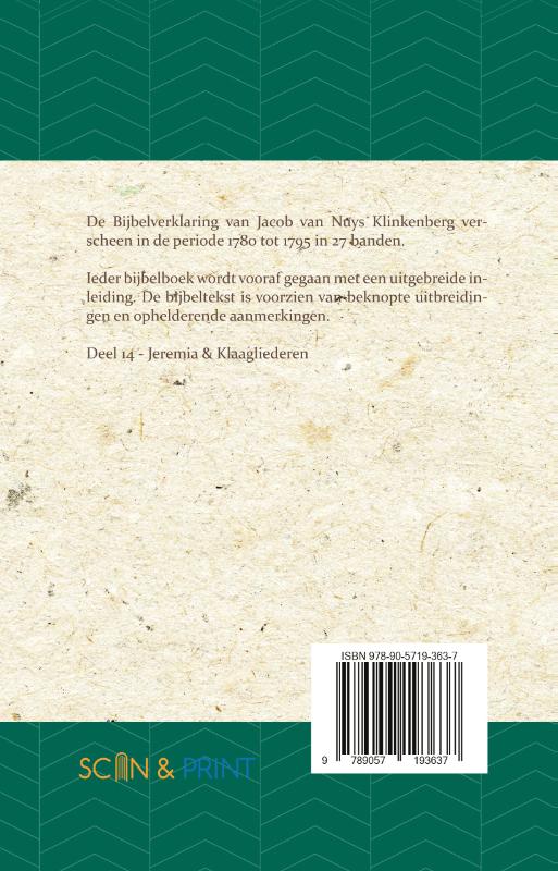 Achterkant van Jeremia & Klaagliederen
