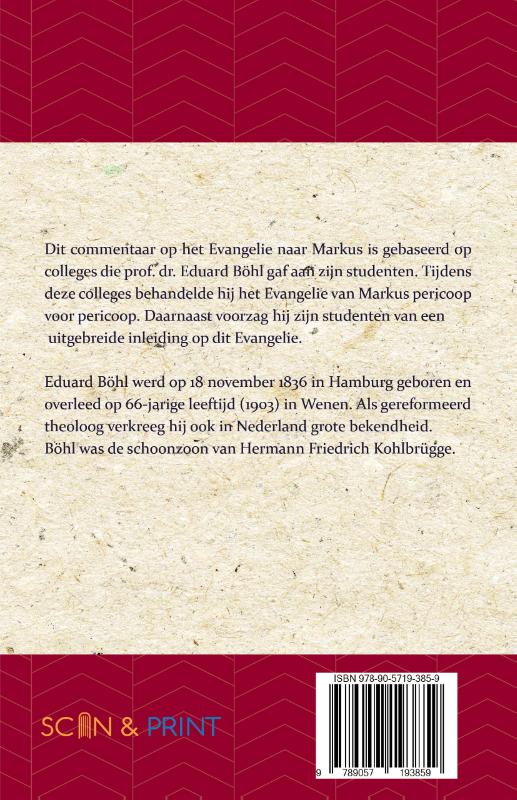 Achterkant van Het Evangelie van Markus