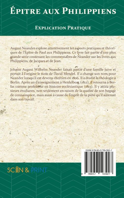 Achterkant van Épitre aux Philippiens