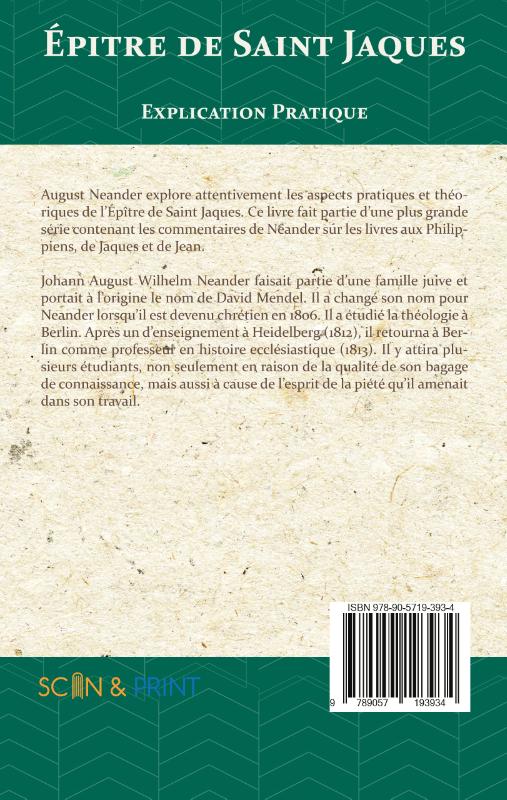 Achterkant van Épitre de Saint Jaques