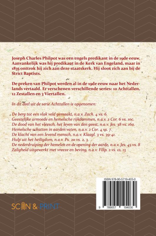 Achterkant van Tweede Achttal Leerredenen
