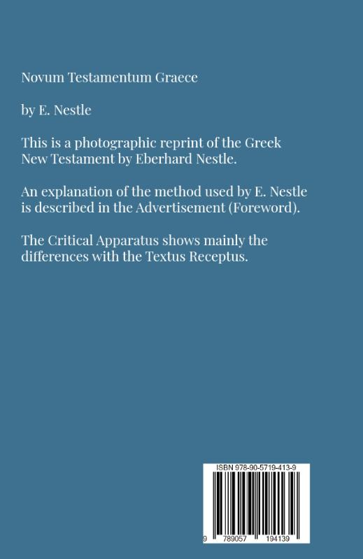 Achterkant van Novum Testamentum Graece