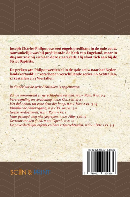 Achterkant van Vijfde Achttal Leerredenen