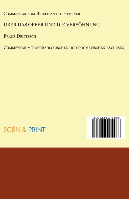 Achterkant van Commentar zum Briefe an die Hebräer