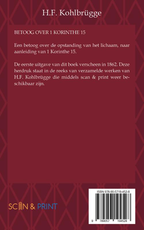 Achterkant van Betoog over 1 Korinthe 15