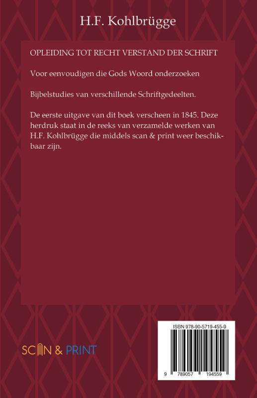 Achterkant van Recht Verstand der Schrift