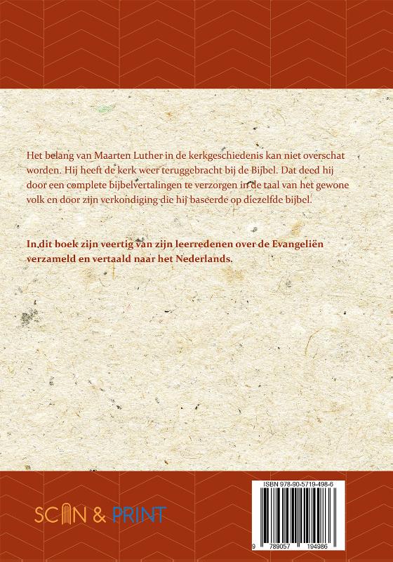 Achterkant van Veertig Leerredenen