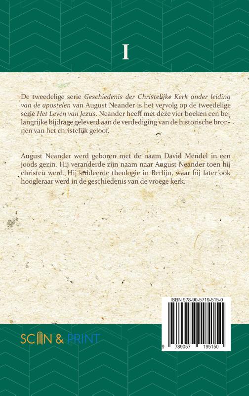 Achterkant van Geschiedenis der Christelijke Kerk onder leiding van de Apostelen I