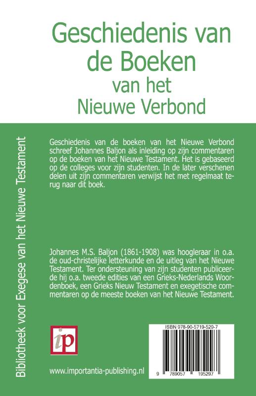 Achterkant van Geschiedenis van de Boeken van het Nieuwe Verbond