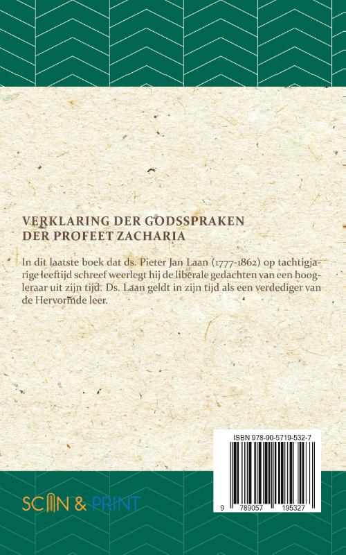 Achterkant van Verklaring der Godspraken der profeet Zacharia