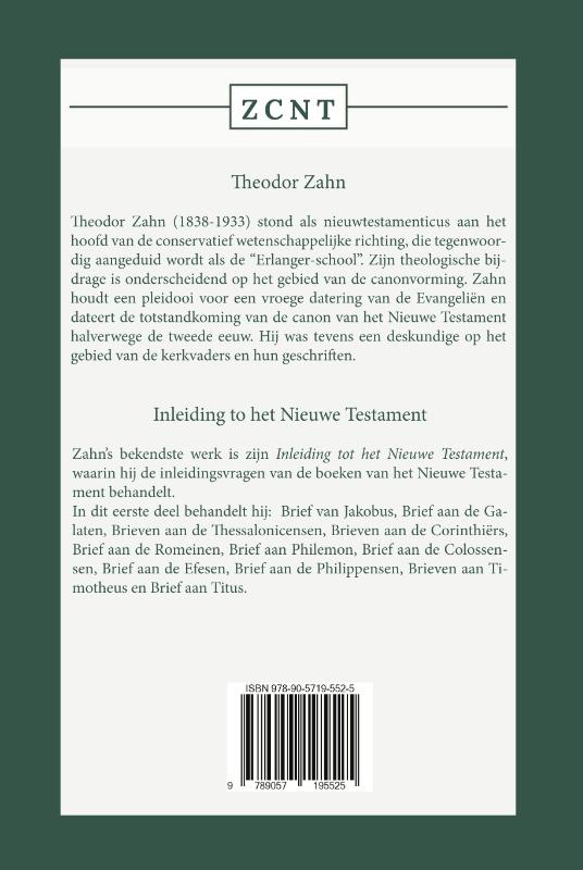 Achterkant van Inleiding tot het Nieuwe Testament