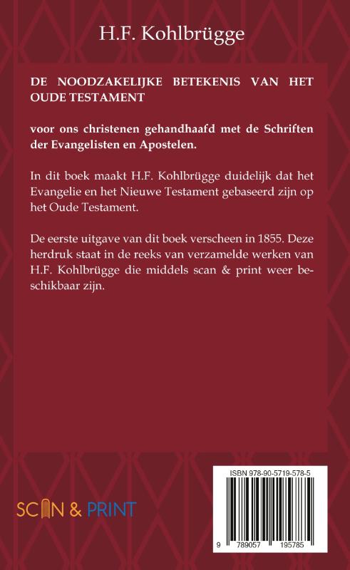 Achterkant van De Noodzakelijke Betekenis van het Oude Testament