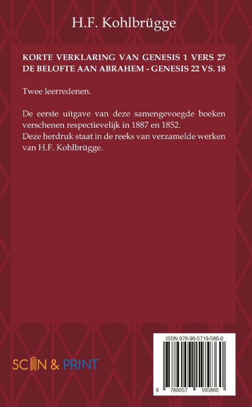 Achterkant van Korte Verklaring van Genesis 1, vers 27