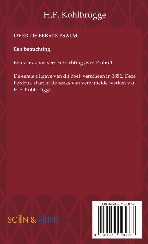 Achterkant van Over de eerste Psalm