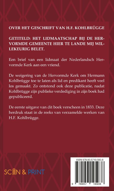 Achterkant van Over het geschrift van H.F. Kohlbrügge