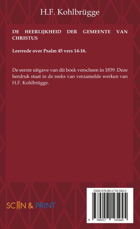 Achterkant van De heerlijkheid der gemeente van Christus