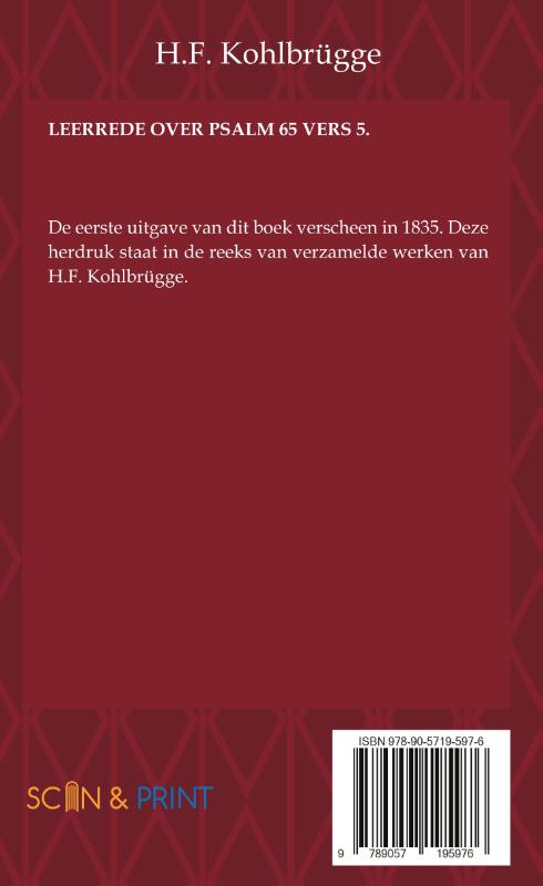 Achterkant van Leerrede over Psalm 65 vers 5