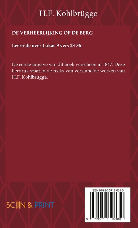 Achterkant van De verheerlijking op de berg