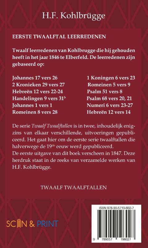 Achterkant van Twaalftal Leerredenen I - 1