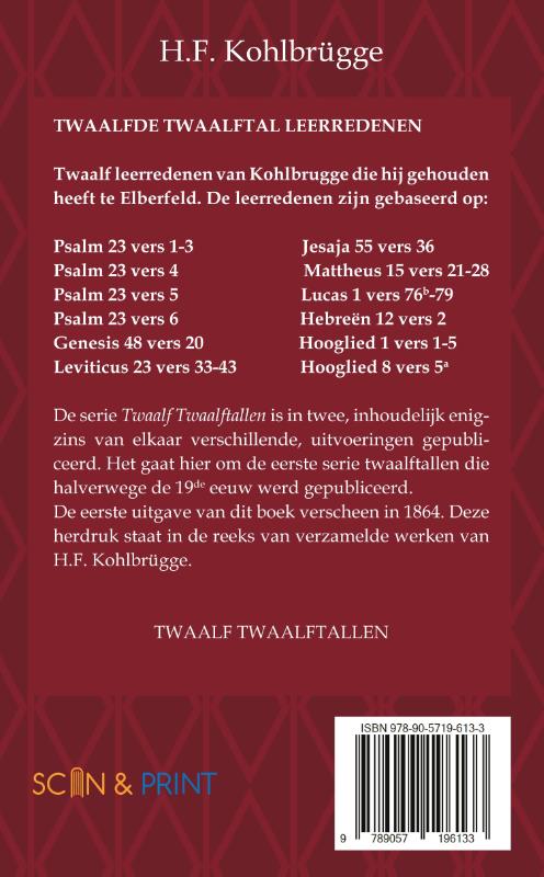 Achterkant van Twaalftal Leerredenen I - 12