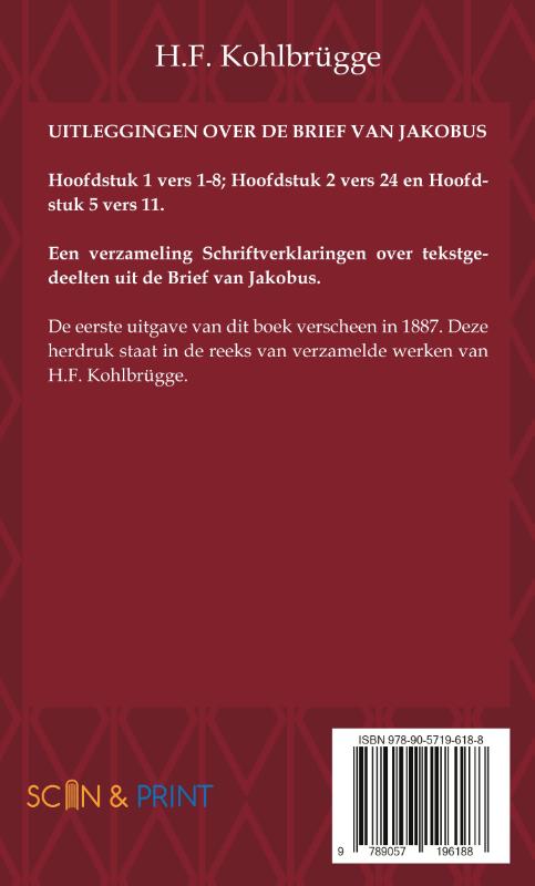 Achterkant van Uitleggingen over de Brief van Jakobus