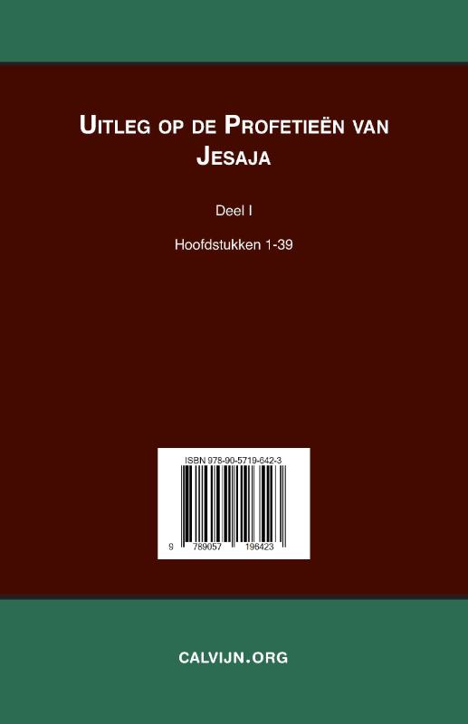 Achterkant van Uitleg bij de Profetieën van Jesaja I