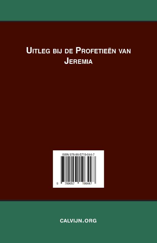 Achterkant van Uitleg bij de Profetieën van Jeremia