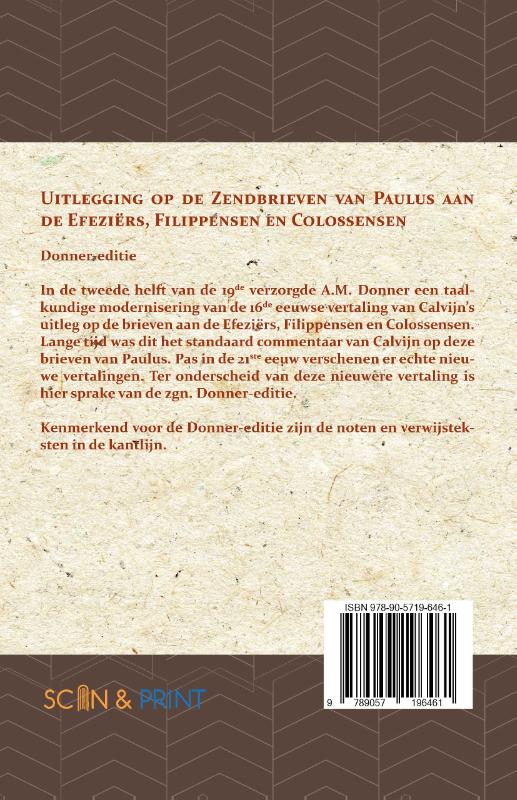 Achterkant van Uitlegging op de Zendbrieven van Paulus aan de Efeziërs, Filippensen en Colossensen