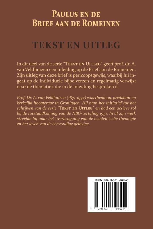 Achterkant van Paulus en de Brief aan de Romeinen