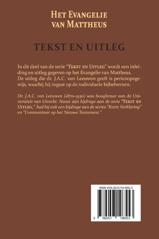 Achterkant van Het Evangelie van Mattheus