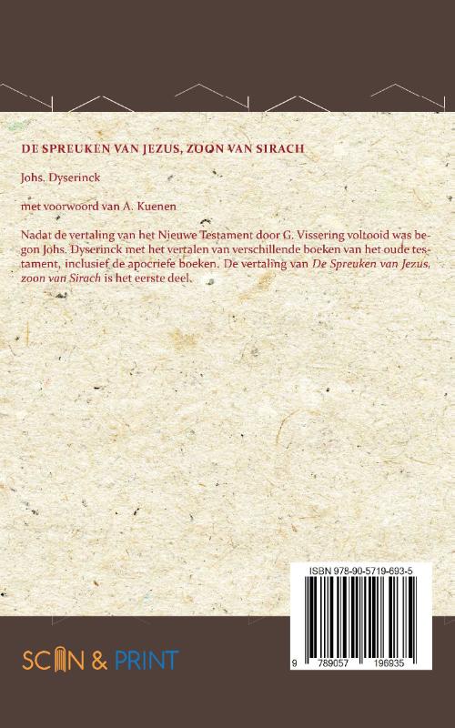 Achterkant van De Spreuken van Jezus, de zoon van Sirach