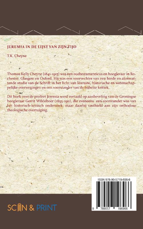 Achterkant van Jeremia in de lijst van zijn tijd
