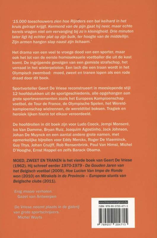 Achterkant van Moed, zweet en tranen