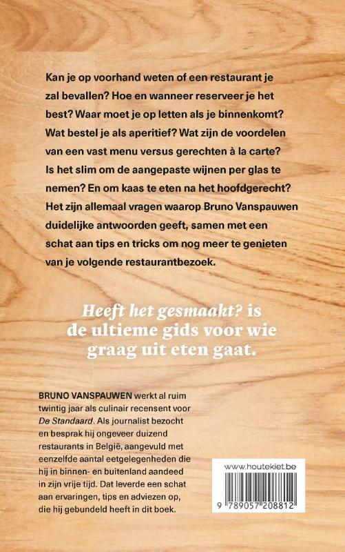 Achterkant van Heeft het gesmaakt?