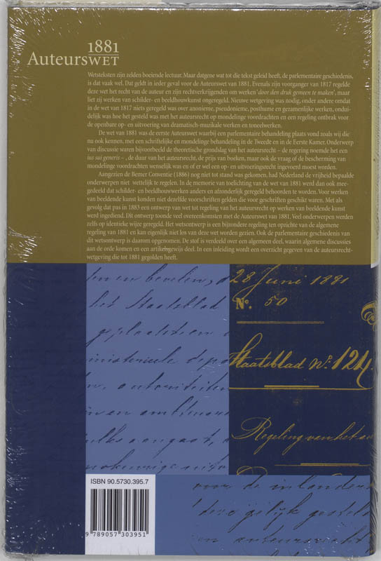 Achterkant van Auteurswet 1881