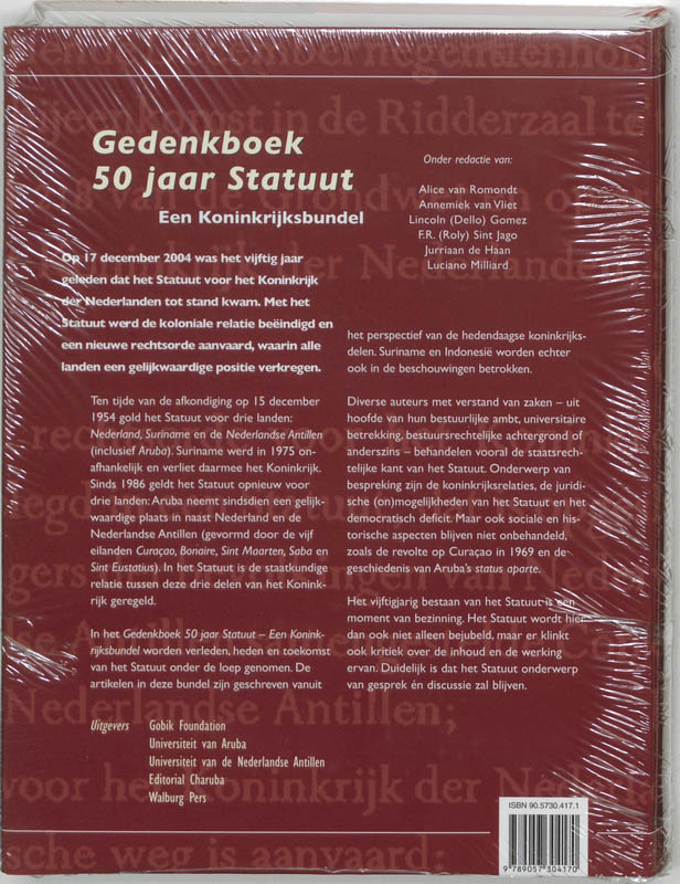 Achterkant van Gedenkboek 50 jaar Statuut - Een Koninkrijksbundel