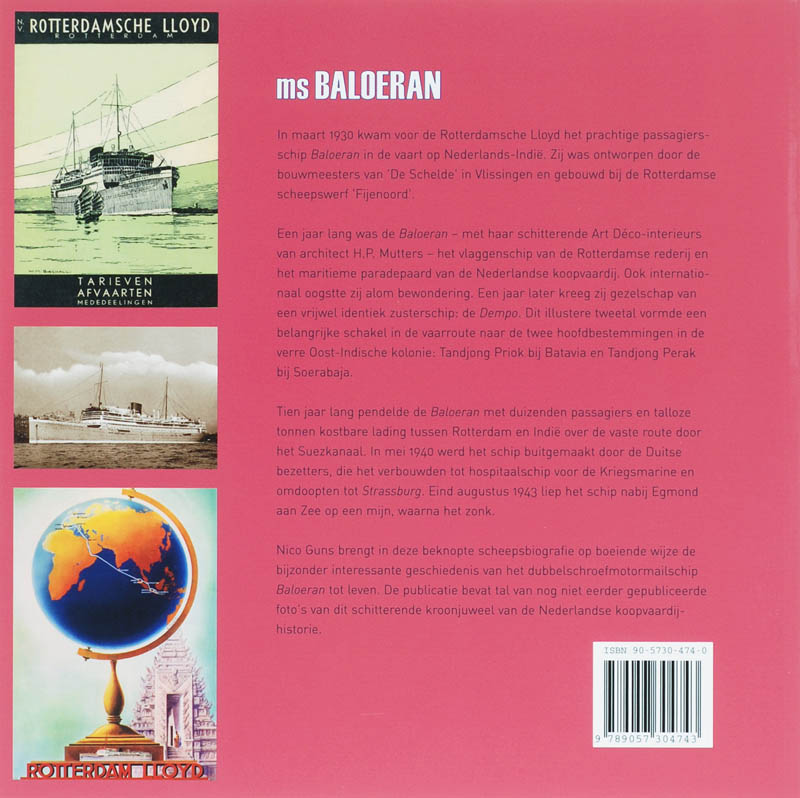 Achterkant van ms Baloeran