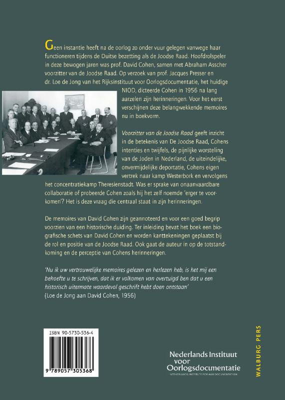Achterkant van Voorzitter van de Joodse Raad