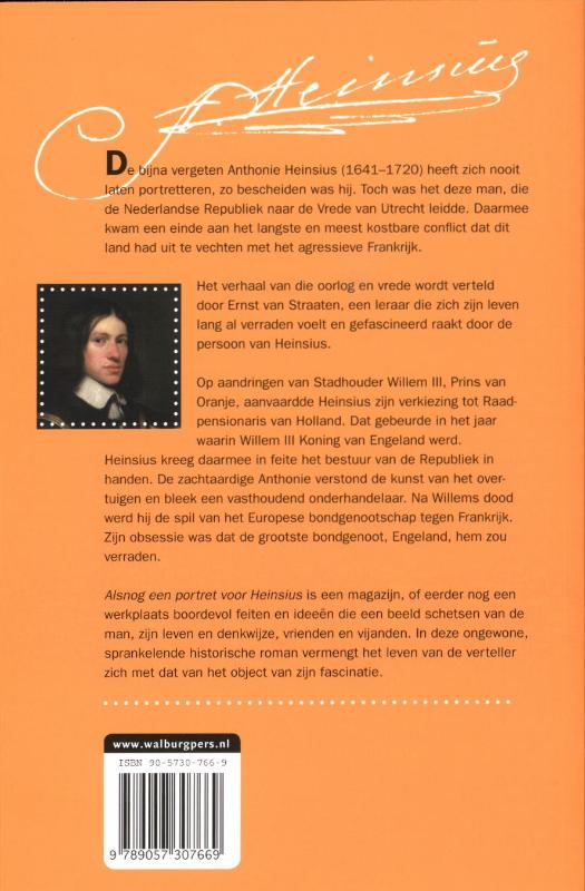 Achterkant van Alsnog een portret voor Heinsius