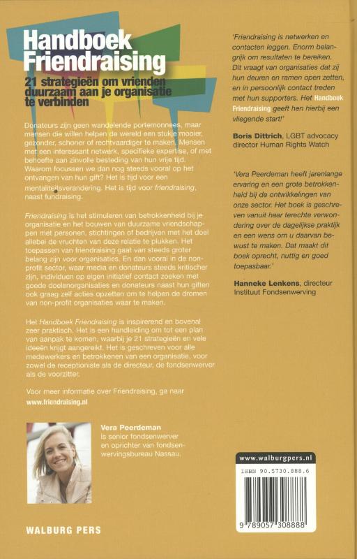 Achterkant van Handboek friendraising