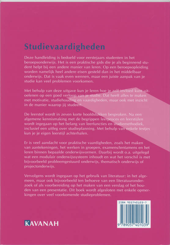 Achterkant van Studievaardigheden