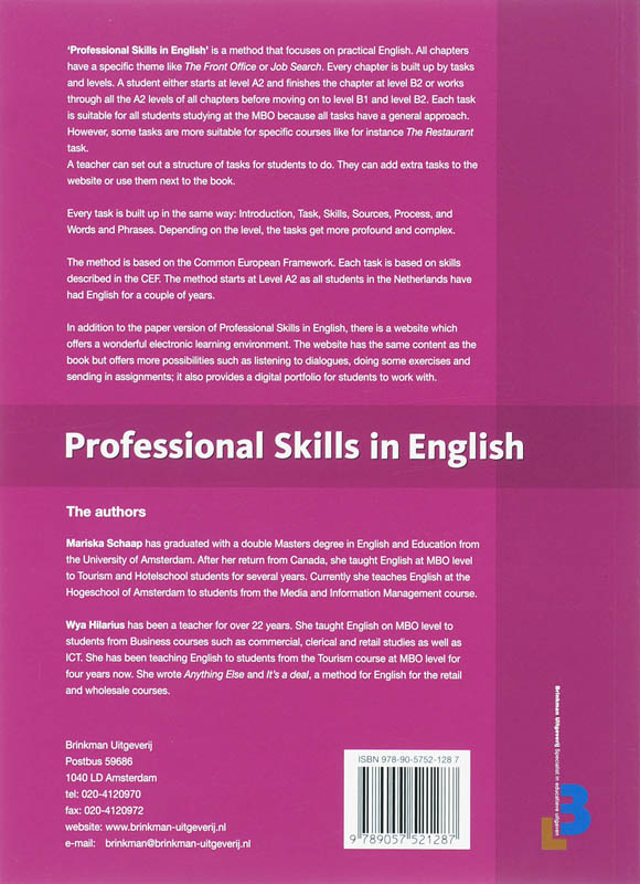 Achterkant van Professional Skills in English